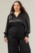 Henley Satin Long Sleeve Blouse Curve